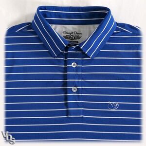 Straight Down Performance Polo Men's L ~ Blue / White Striped ~ Golf Club Logo